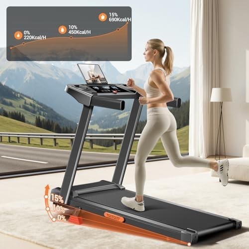 15% Incline 3-in-1 Foldable Treadmill 3HP Quiet Walking Pad 12KM/H Home Fitness