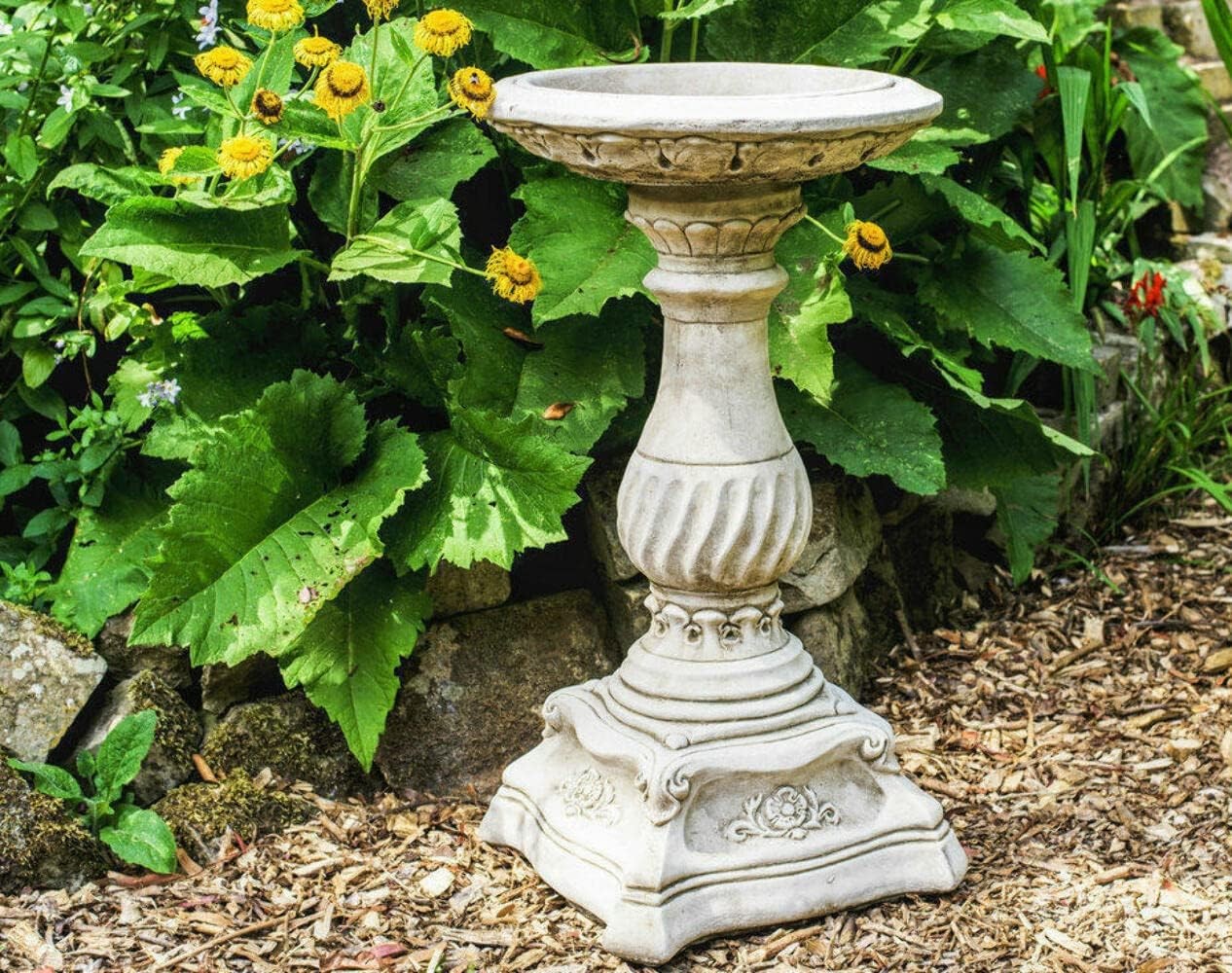 Stone Garden Bird Bath 80cm | Classic Devon Design Outdoor Ornament Feeder