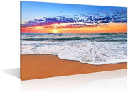 Large Beach Sunset Canvas Wall Art 36x24in Framed Seascape