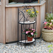 Metal Mosaic Plant Stand Black Garden Flower Display Shelf Indoor Outdoor