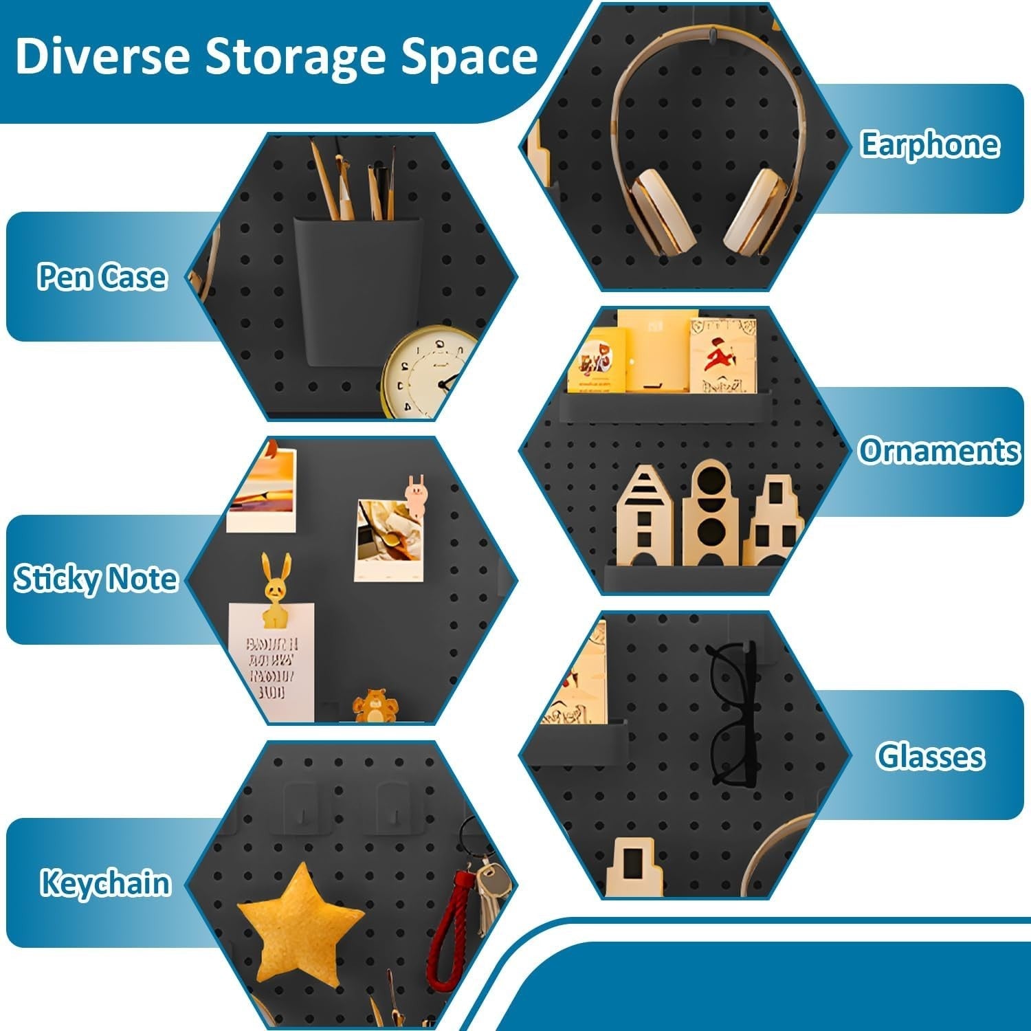 37.4" Desktop Hutch Bookshelf w/ Pegboard 2-Tier Desk Organizer Black