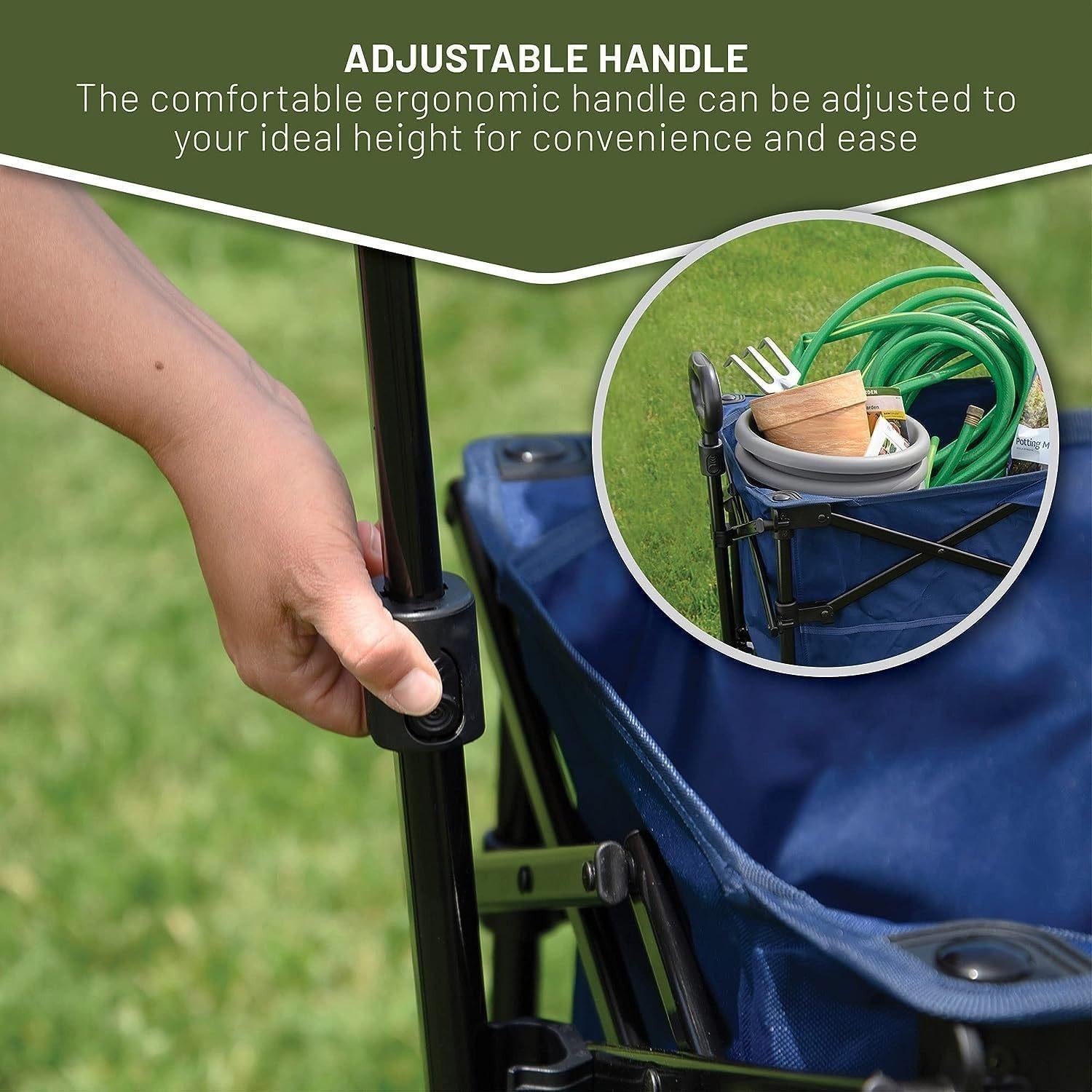 Dark Blue Folding Camping Wagon 225lb Heavy Duty Outdoor Trolley