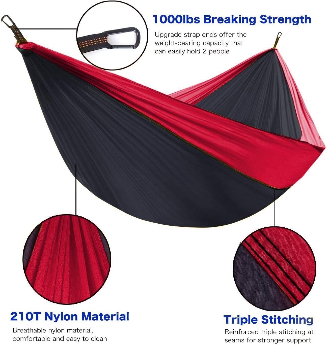 2-Person Camping Hammock 320x200cm with Straps | Portable Lightweight Outdoor