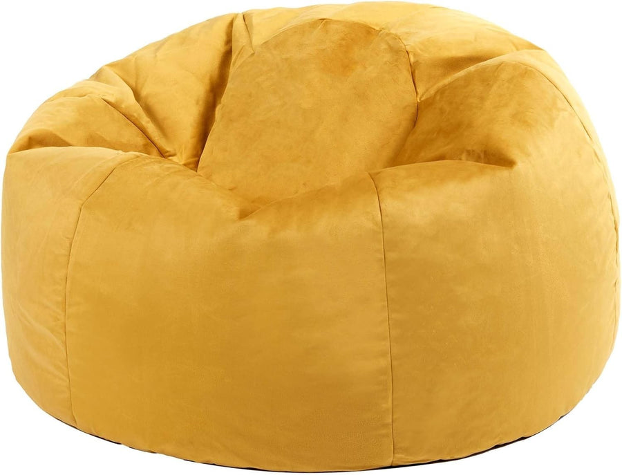 Large Velvet Bean Bag Chair Ochre Yellow Adult Seat Lounge Sofa Indoor