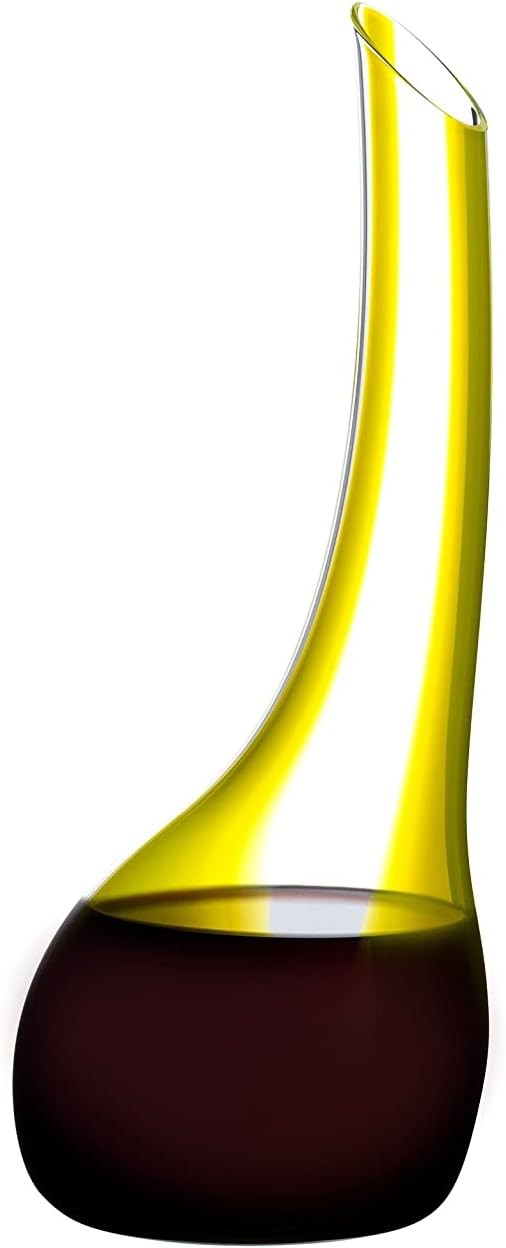 Handblown Crystal Wine Decanter 1.7L Yellow Cornetto Modern Aerator Gift