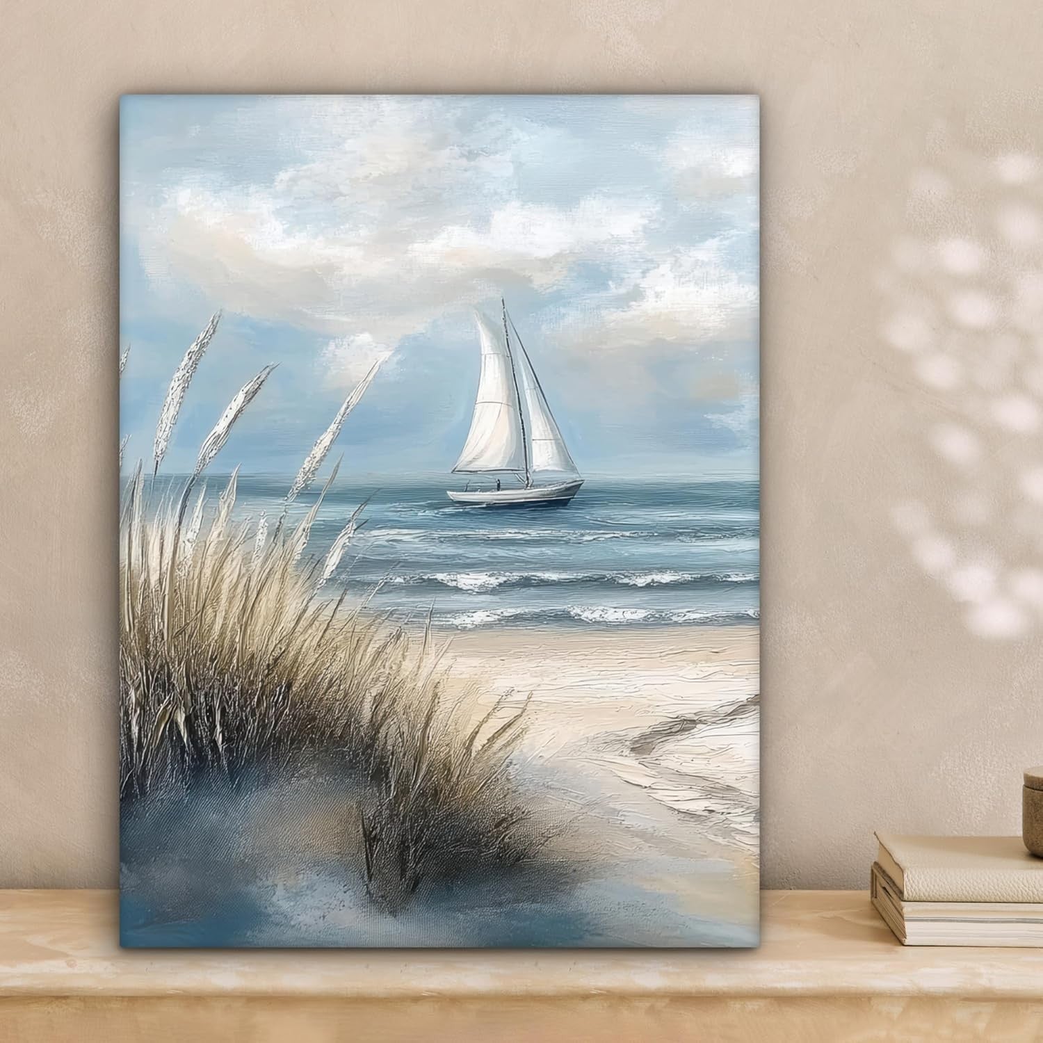 Beach Canvas Wall Art 30x40cm Sailboat Sea Coastal Print