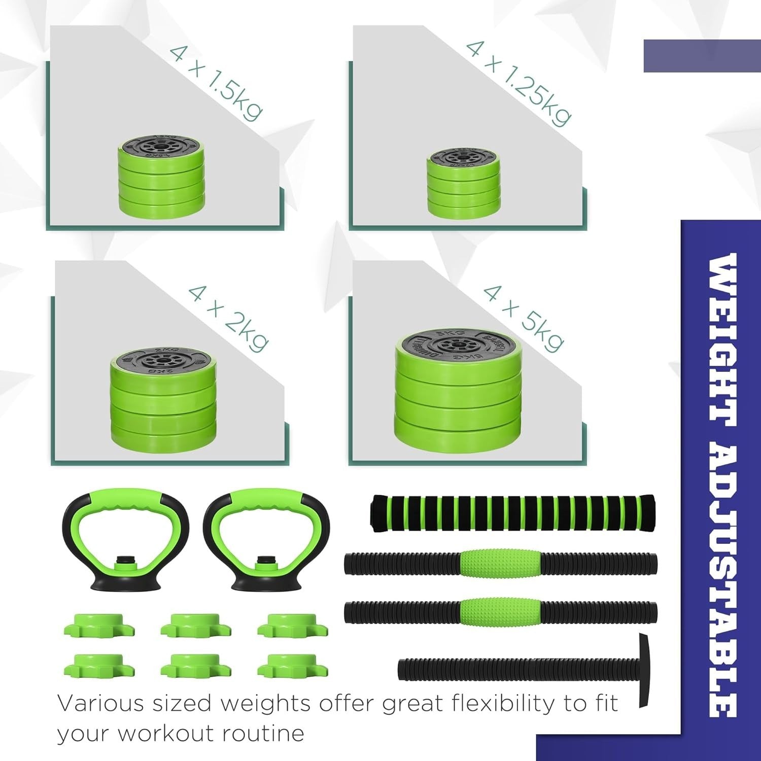 6-in-1 Adjustable Dumbbell Set 20–40kg Barbell Kettlebell Home Gym