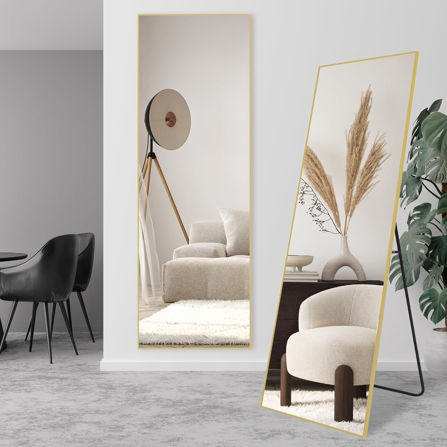 Large Full Length Floor Mirror 165x60cm Gold Frame Stylish & Safe