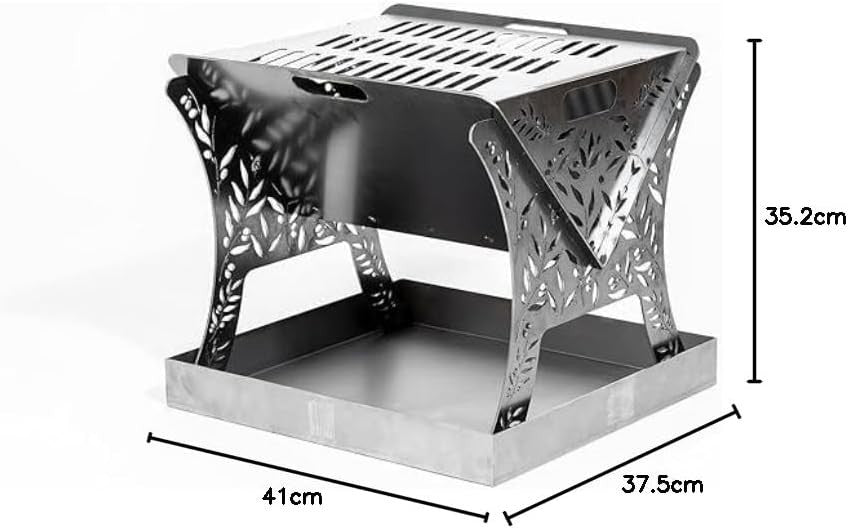 Portable Fire Pit & BBQ Grill | Stainless Steel Laser Cut Design | Easy Assembly