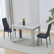 Compact Dining Table Set 2 Chairs Faux Leather Small Kitchen 110cm