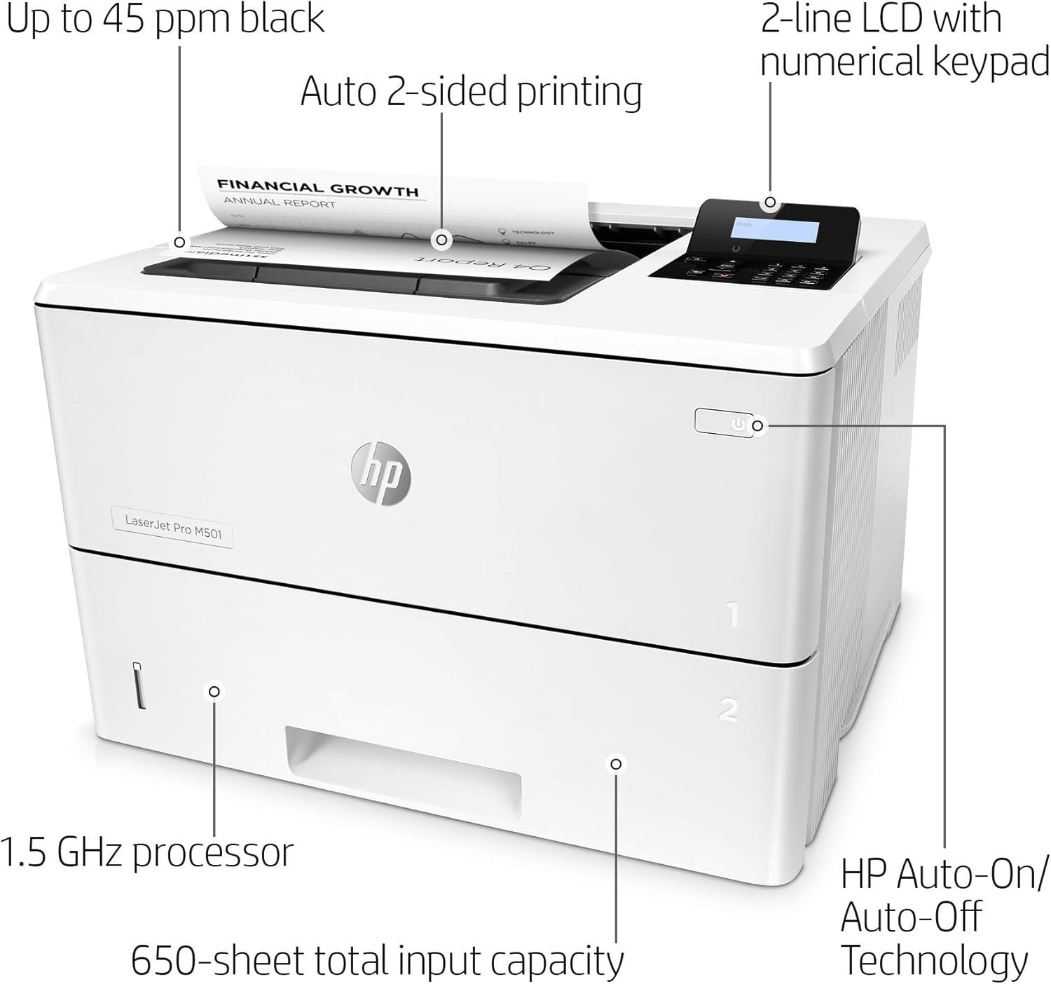 Light Gray High-Speed Mono Duplex Printer 43ppm USB A4 Office Pro