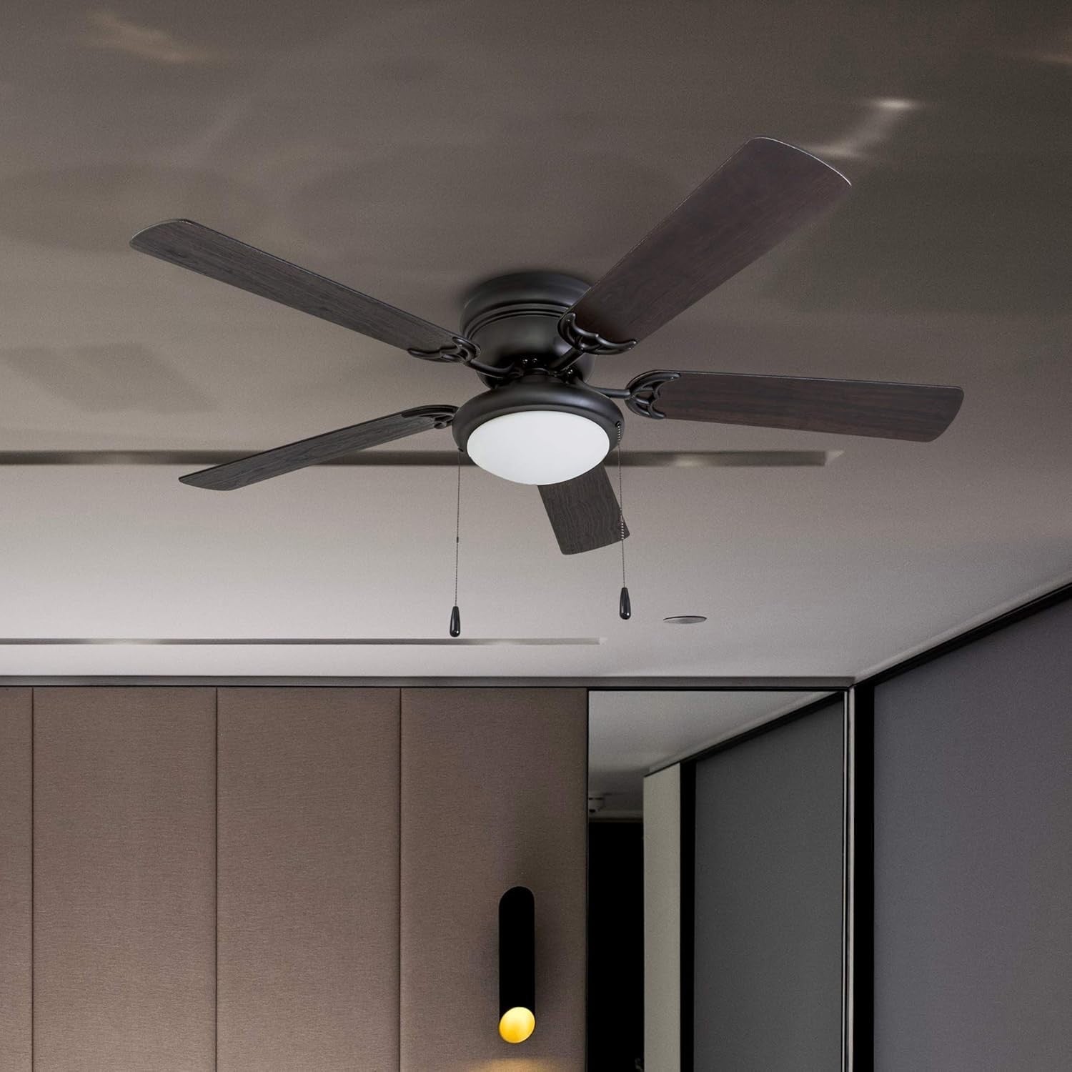 Portage Bay 52" Ceiling Fan with Light, Reversible Blades, Matte Black