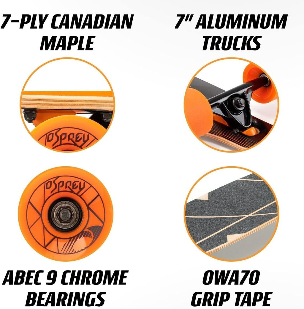 39" Twin Tip Longboard Maple Deck Adult Cruiser ABEC 9 69mm Wheels