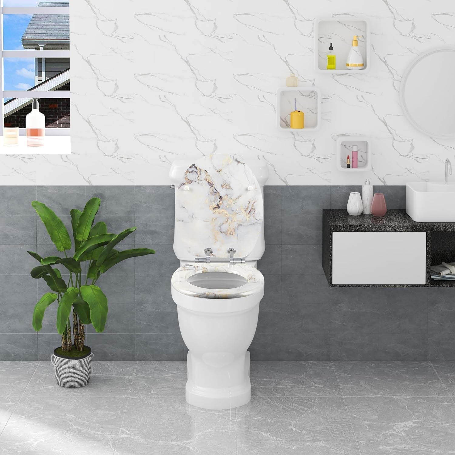 Soft Close O-Shaped Toilet Seat MDF Quick Release Heavy Duty Oval Lid