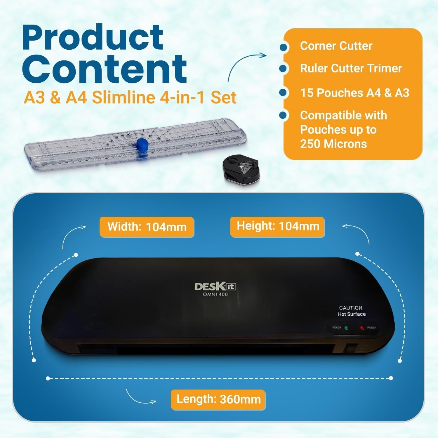 A3 A4 Compact Laminator 4-in-1 Fast Warm Up Anti Jam Home Office