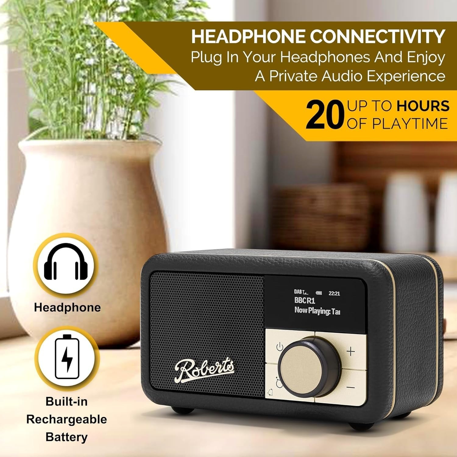 Portable FM DAB/DAB+ Digital Radio Bluetooth Speaker Black