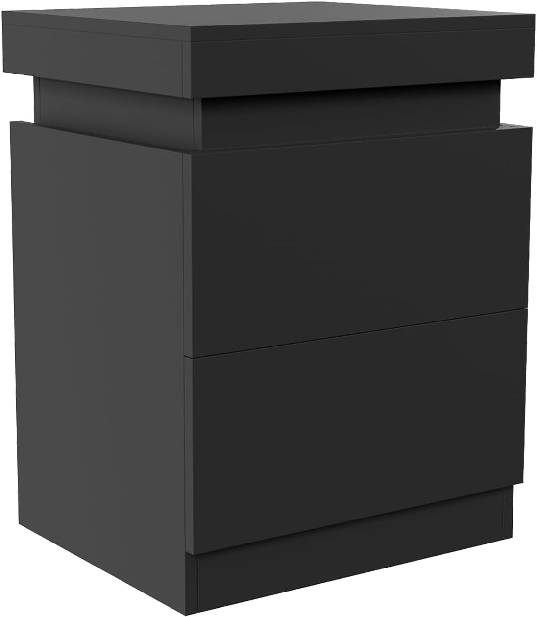 Modern LED Bedside Table with 2 Drawers & USB Charging