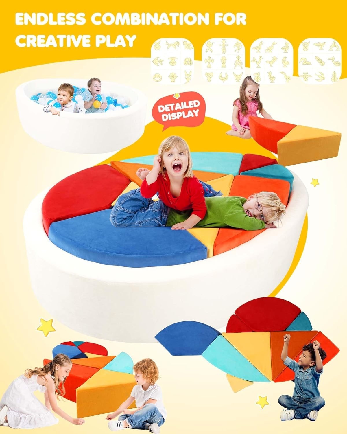 Kids Modular Egg-Shape Play Sofa with Ball Pit – Creative Puzzle Couch