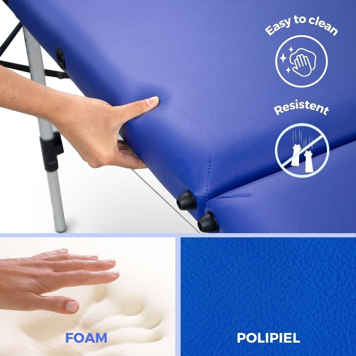 Portable Aluminium Massage Table Foldable Adjustable Spa Therapy Bed Blue