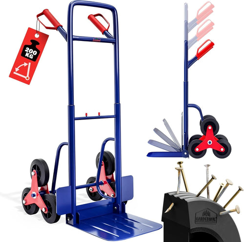 200KG Stair Climber Sack Truck 6-Wheel Folding Trolley Telescopic Handle