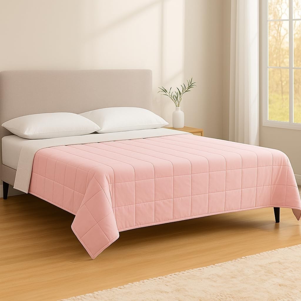 Pink Cotton Weighted Blanket 4kg 125x150cm for Stress Relief with Bag