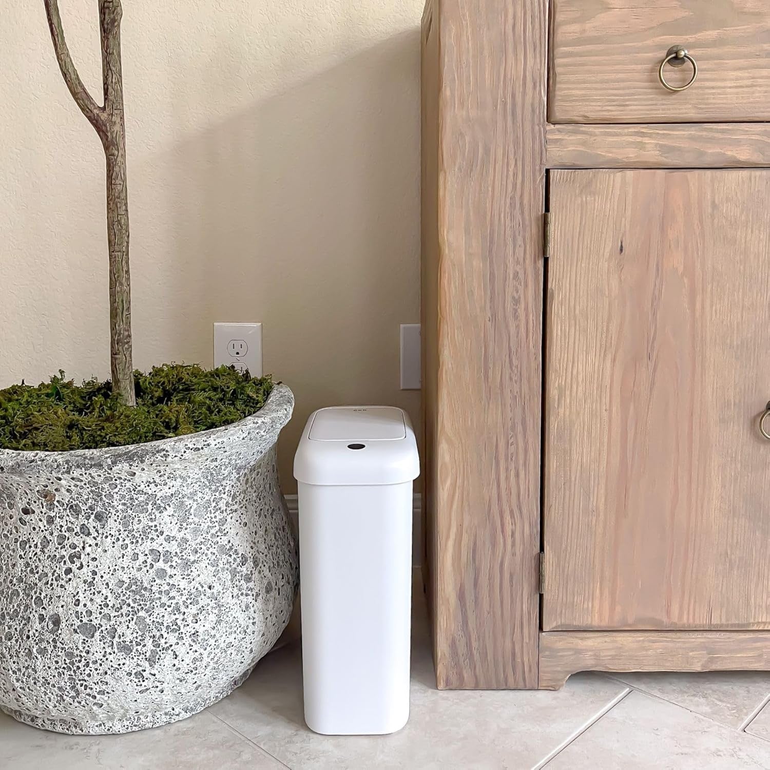 10L Automatic Bathroom Bin Slim Touchless Motion Sensor White