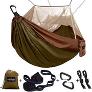 Double Camping Hammock with Mosquito Net, 600lb Capacity, Portable & Easy Setup