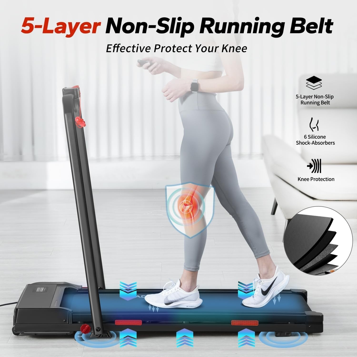 Foldable Under Desk Treadmill | Walking & Jogging Machine w/ Incline & LED