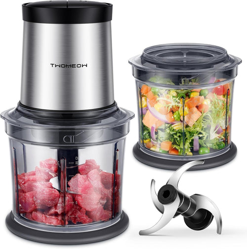 Mini Electric Food Chopper 2 Bowl 300W 2-Speed Meat Veg Onion Blender