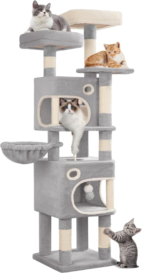 Cat Tree 159cm Tall Tower With Condo Scratching Posts Platforms Caves & Basket
