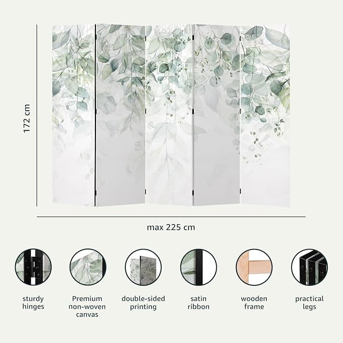 Luxury Dark Mandala 5-Panel Room Divider 225×172cm | Double-Sided Privacy Screen