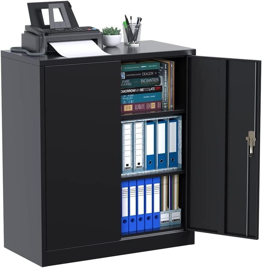 Metal Storage Cabinet with Locking Doors Adjustable Shelves Home Office Cupboard