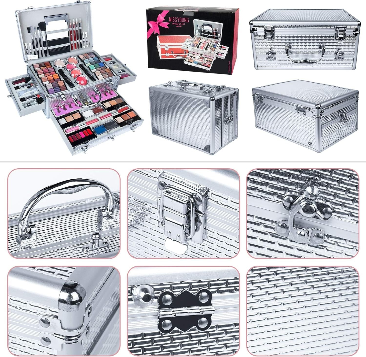 All-in-One Makeup Kit – Eyeshadow, Lip Gloss, Brushes & Case