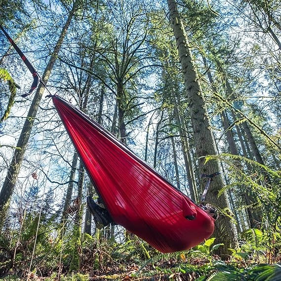 Double Camping Hammock Blue Nylon 400lb Capacity | Lightweight, Travel-Ready