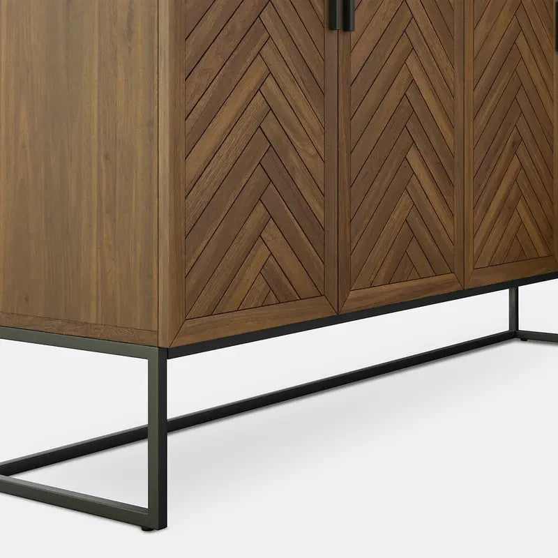 Large Parquet Wood Sideboard Cabinet with Drawers & Cupboards 180cm