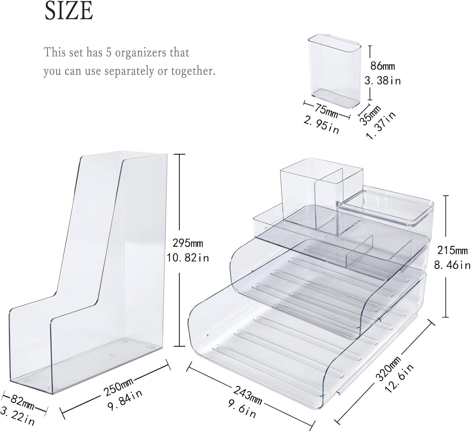 Desk Organizer with Letter Trays & Pen Holder – Stackable Office Storage