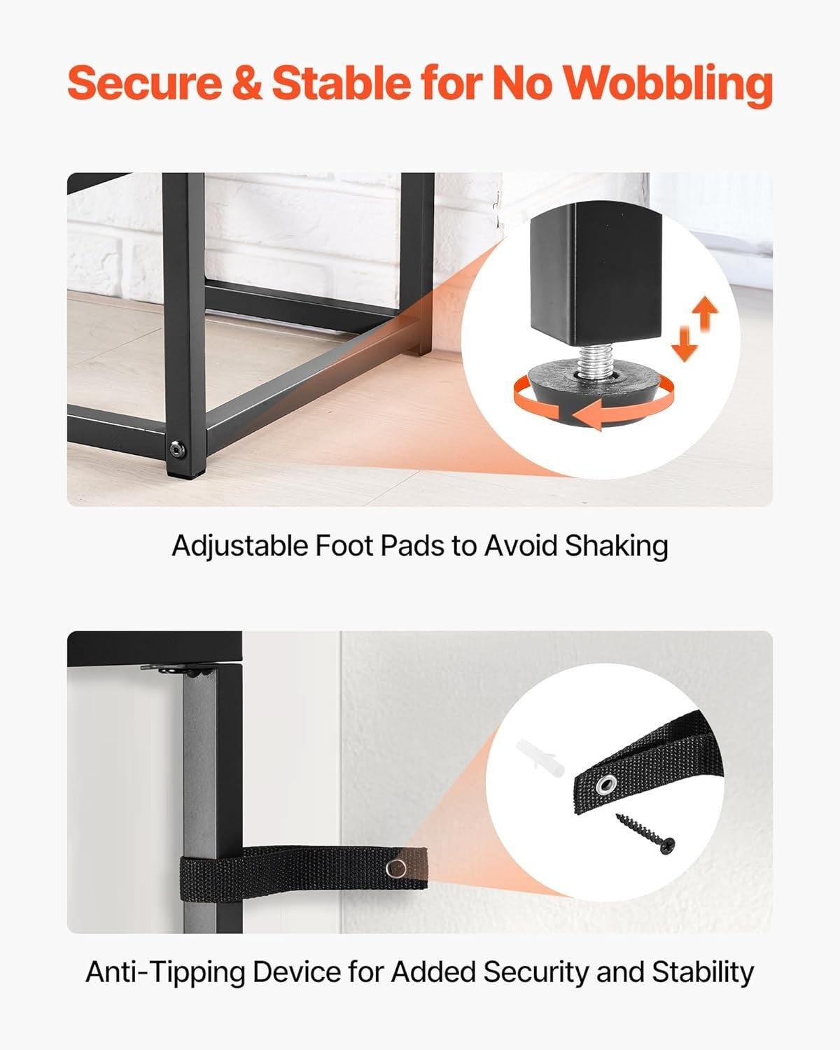 Modern Tempered Glass Console Table with 2-Tier Storage & Anti-Tip