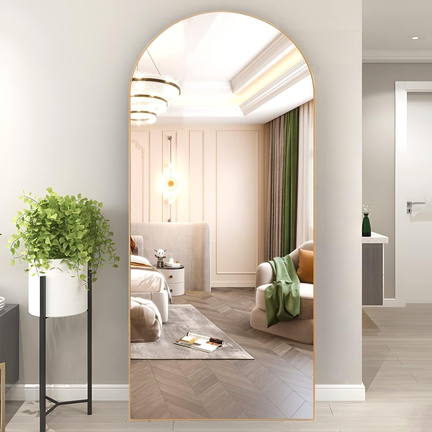 165x60cm Arch Gold Full Length Mirror Wall Leaning Standing for Bedroom