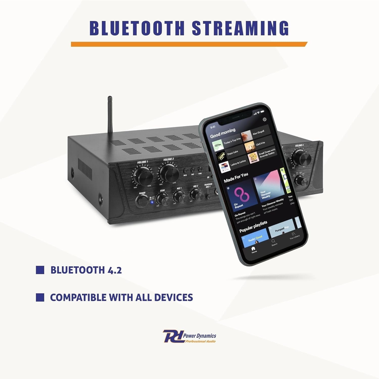 4-Zone HiFi Stereo Amplifier | Bluetooth 4.2 USB FM Optical AUX | 4x100W