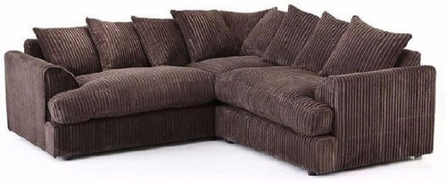 5 Seater Jumbo Cord Modular Corner Sofa Brown L-Shaped Dual Arm Couch