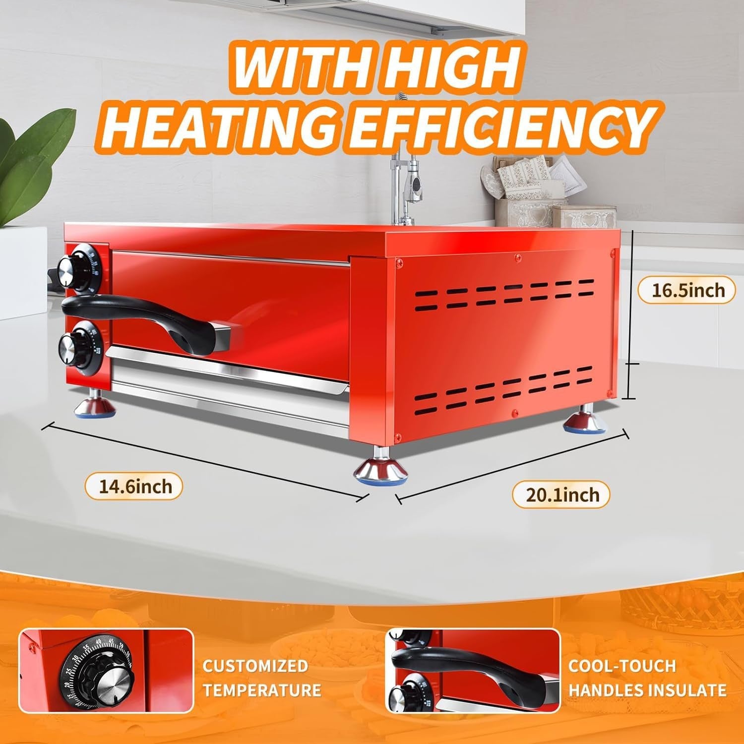 Commercial Electric Pizza Oven | Stainless Steel Countertop Cooker 300°C