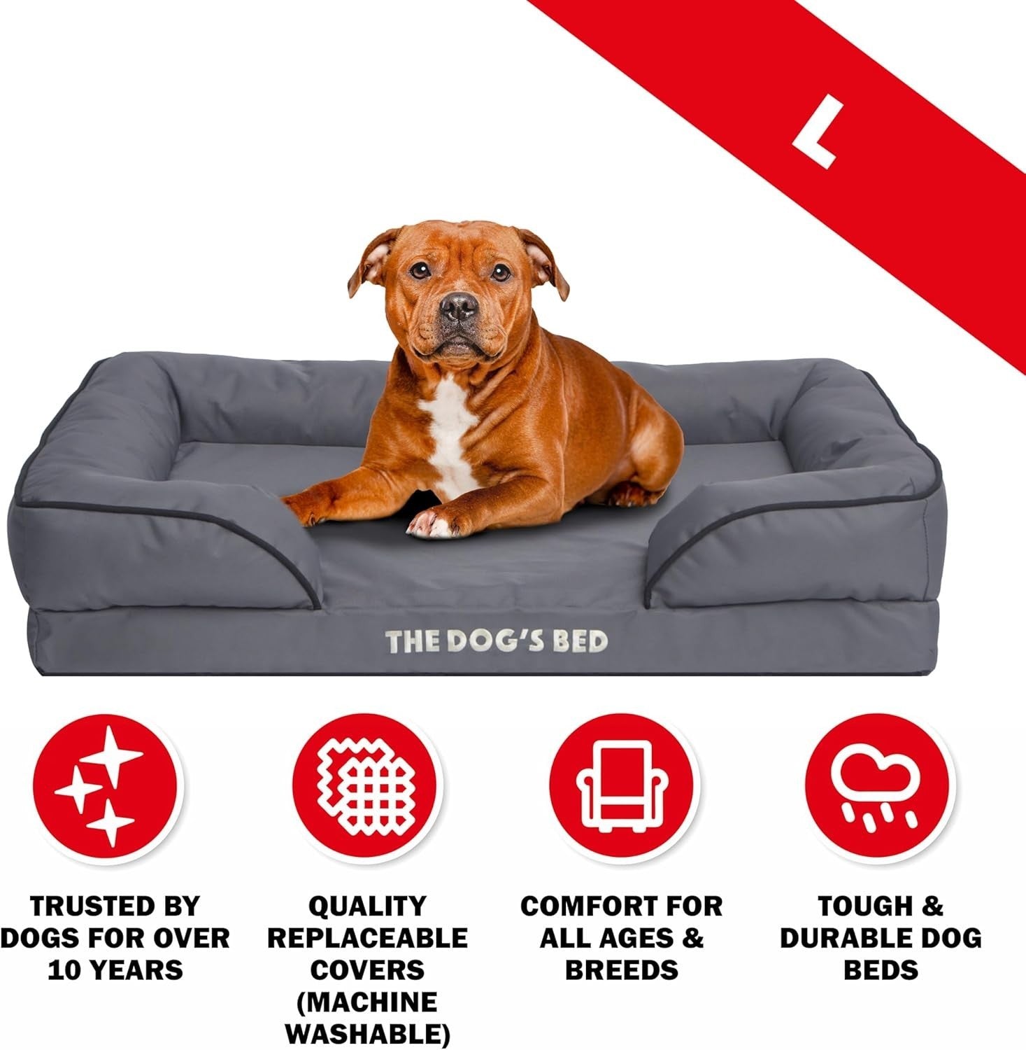 Large Waterproof Dog Bed Oxford Bolster Washable 89x63cm