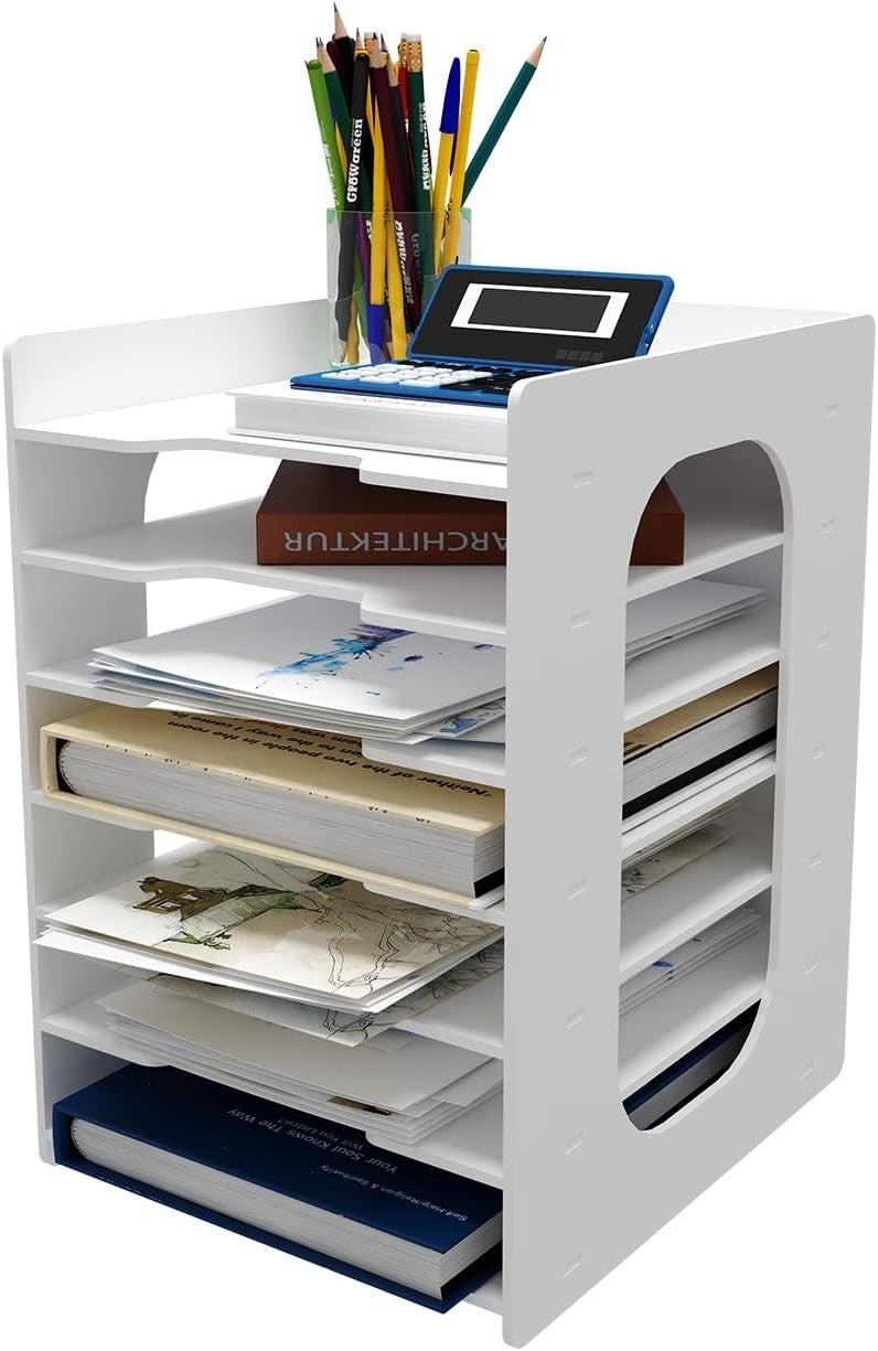 7-Tier Desk File Organizer Letter Tray A4 Paper Holder Document Rack