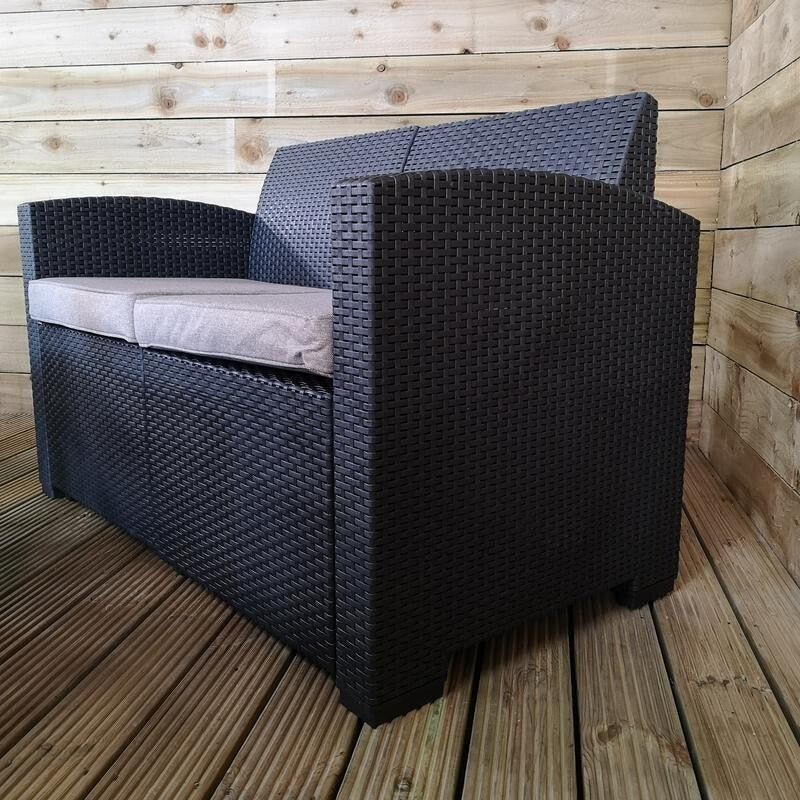 4 Piece Rattan Garden Sofa Set Chairs Table Outdoor Patio Furniture Black