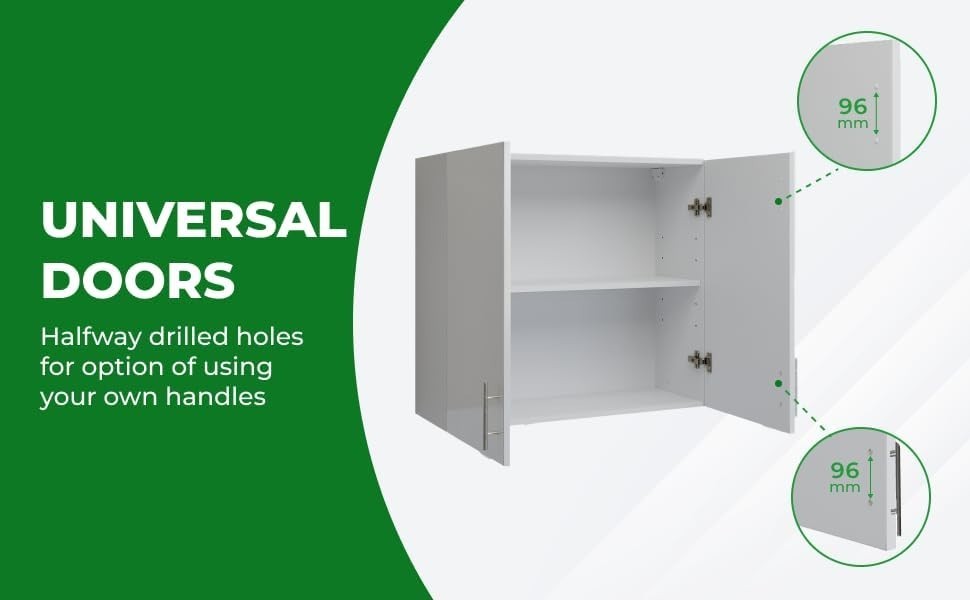 800mm Grey Kitchen Wall Cabinet, Space-Saving 2-Door Storage Cupboard