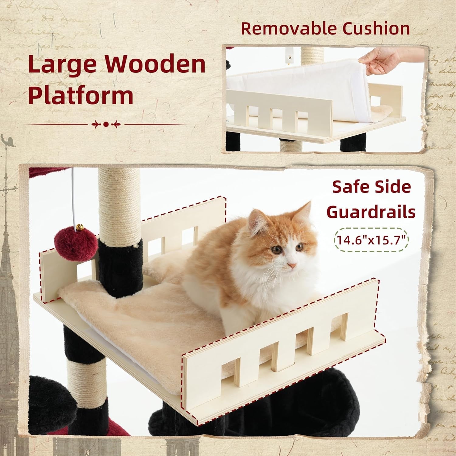 Heavy Duty Cat Tree Tower Large Cats Condo Hammock 14 Scratching Posts