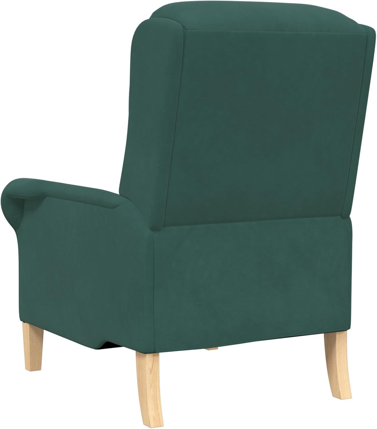 Dark Green Recliner Armchair Fabric Wingback Chair Wood Legs Lounge