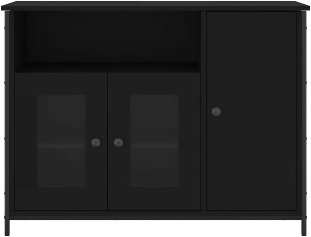Black Sideboard Storage Cabinet Modern Display Unit for Living Room Hallway