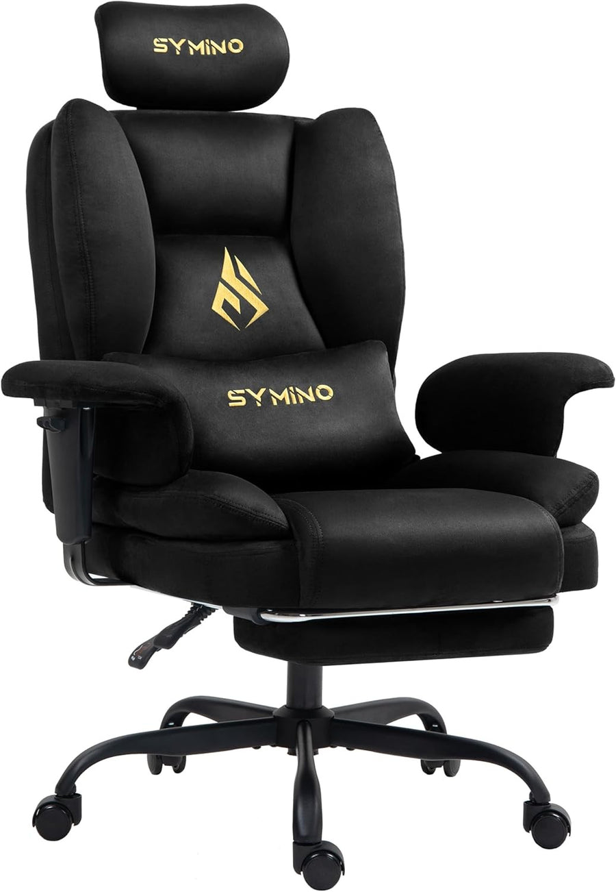 Ergonomic Gaming Chair w/ Footrest Pocket Spring Support Black