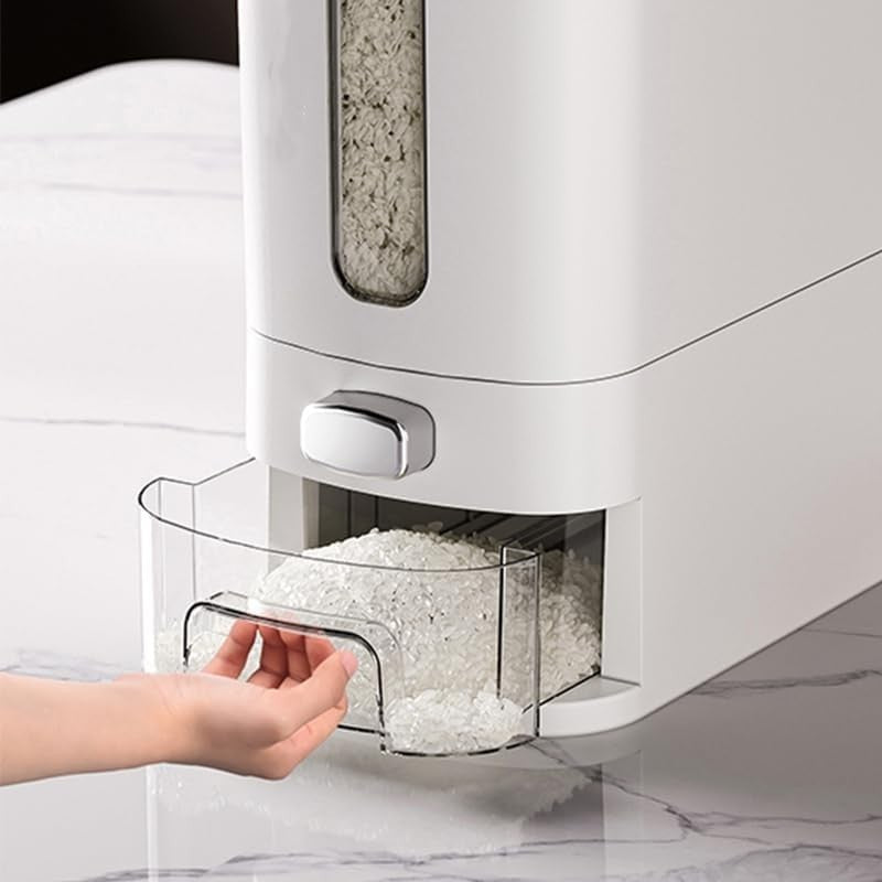 12lb Rice Dispenser Airtight Dry Food Storage w Measuring Cup